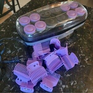 #Conair Instant Heat 12 Roller Flocked Set 85 Sec Heat Ceramic Infused. 12 Clips